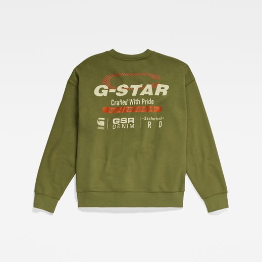 Old Skool Back Graphic Loose Sweater | グリーン | G-Star RAW® JP